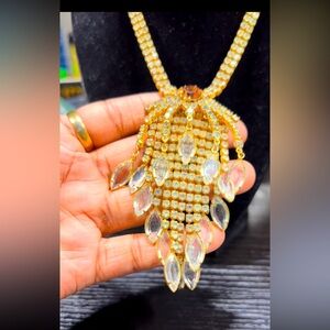 Vintage chandelier rhinestone/necklace with Shepard clasp hook